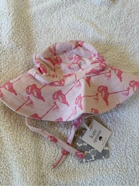 kate quinn Pink Flamingo Print Sun Hat for Kids size small 6-12 month new!